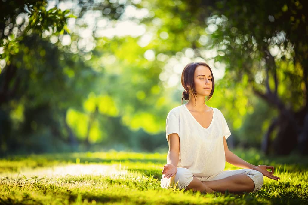 woman meditating in peace