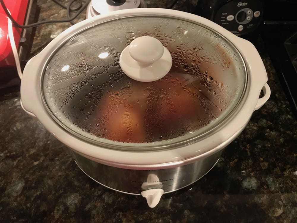 food cooking in slow cooker